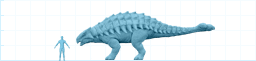 Størrelsesforhold mellem en Ankylosaurus og et menneske