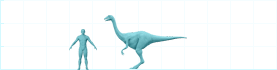Størrelsesforhold mellem en Archaeornithomimus og et menneske